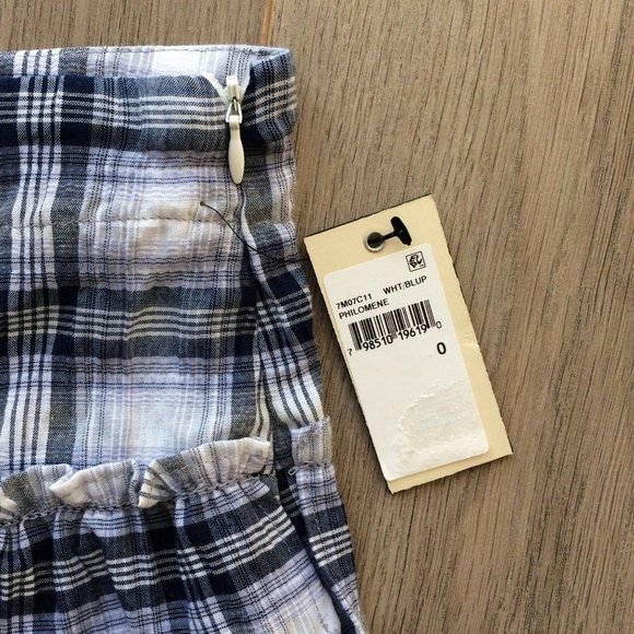 Max Studio London Blue Plaid Ruffled Plaid Skirt - Picture 5 of 6